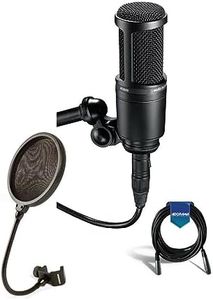 Audio Technica AT2020 Condenser Studio Microphone Bundle with Pop Filter and XLR Cable