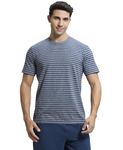 Jockey Men's Regular Fit Striped Round Neck Half Sleeved T-Shirt 2715_Performance Navy & Iris Blue_XL