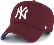 47 New York Yankees Primary Logo Ballpark Clean Up Dad Hat Baseball Cap - Multiple Colors, New York Yankees Maroon Blue, One Size