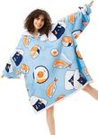 HBlife Oversized Wearable Blanket Hoodie for Adult, Thick Sherpa Sweatshirt with Elastic Sleeves and Giant Pockets Plush Fleece Blanket Jacket, Sushi