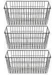 SANNO Farmhouse Wire Organizer Storage Baskets Large Organizer Bins Metal Basket Pantry Organizer Storage Bin Baskets for Organizing Kitchen Cabinets, Pantry, Freezer, Bathroom,Closets-Set of 3-Black