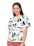 Mehrang Cotton Half Sleeve Regular Fit Printed T-Shirt for Women/Girls (S, Mickey Forever)