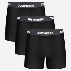 JustWears Boxer Briefs Everyday - BLACK - WHITE LOGO - M