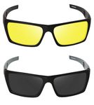 EFERMONE® Combo of Night Driving glasses and Day time sport sunglasses for Bike and Car Riding| Anti-Glare | Wraparound Design | Vehicle Beam Reduction | 100% UV400 Protection with Lens Cleaner
