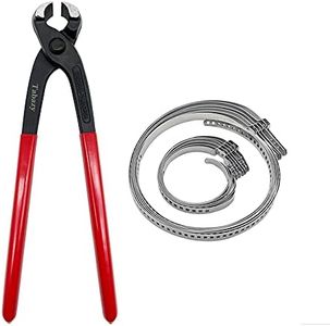 Ear Clamp Pliers with 12pcs Single Ear CV Boot Clamps Band Tool Kit, Ear Clamp Pincer, Ear-Type Clamp Crimp Hand Tool Ear Type CV Joint Axle Boot Clamp Pliers Tool for Auto ATV UTV