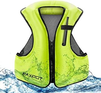 Faxpot Inflatable Snorkel Vest Adult, Snorkeling Vest for Men & Women, Portable Inflatable Swim Vest Jacket, Buoyancy Vest for Snorkeling/Surfing/Swimming, Buoyancy 220 lbs …