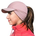 GADIEMKENSD Winter Fleece Hats Reflective Ponytail Hat for Women Baseball Caps with Earflap Drop Down Ear Warmer Skull Cap Beanie with Visor Cold for Outdoor Hiking Running Sport Cap Pink