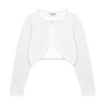 Bolerose Girls Long Sleeve Sparkle Cardigan Childrens Kids Bolero Shrug (Light Silver, 9-10 YRS)