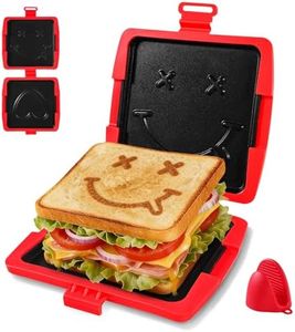 Microwave Sandwich Maker - Cute Pattern, 6in, Non-Stick, Easy Clean, Pot Holder