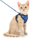 Dooradar Cat Harness and Leash Escape Proof for Walking, Adjustable Vest Harness for Small Medium Cats, Soft Easy Control Jacket, Blue, XS