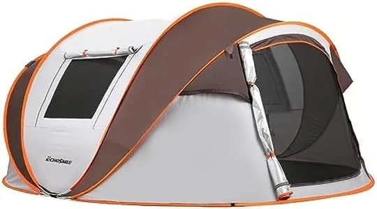 EchoSmile Camping Instant Tent, 2 to 8 Person Pop Up Tent, Water Resistant Dome Tent, Easy Setup for Camping Hiking and Outdoor, Portable Tent with Carry Bag, for 4 Seasons (White&Brown (5-8 Person))