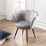 Wahson Velvet Accent Chair for Bedroom with Black Metal Legs, Leisure Armchair for Living Room/Cafe/Vanity (Grey)