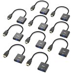 BENFEI HDMI to VGA 10 Pack, Gold-Plated HDMI to VGA Adapter (Male to Female) for Computer, Desktop, Laptop, PC, Monitor, Projector, HDTV, Chromebook, Raspberry Pi, Roku, Xbox and More - Black