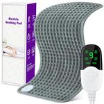 Electric Heat Pad Heating Pad for Back Shoulder Neck, Fast Heated Pad Electric with 9 Heat Level and 4 Timer Setting, Small Electric Blanket Auto Shut Off and Machine Washable, 30 x 60 cm, Grey