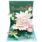 Birthday Cards for Women, Hierein Lotus Flower Forever Paper Pop Up Greeting Card 3D Popup Birthday Gift Greeting Cards with Envelope for Anniversary, Birthday, Special Celebration, Personalised Gifts