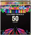 U.S. Art Supply 50 Piece Adult Coloring Book Artist Grade Colored Pencil Set -Vibrant Colors, Smooth Art Drawing, Sketching, Shading, Blending - Fun Activities for Kids, Students, Adults, Beginners