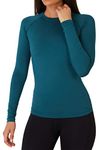 TCA Womens Thermal Tops Long Sleeve Compression Shirt Base Layer Women Sports Running Gym Skiing Top - Atlantic Deep, S