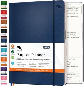Purpose Planner Undated Monthly Weekly Daily Productivity Journal 2019-2020 - Optimized Life, Goal Setting & Business Tool for Academic Student, Professionals, Moms - Leather Day Organizer Notebook