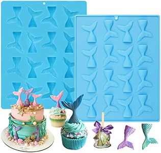 SAKOLLA Mermaid Tail Molds, Mermaid Molds for Chocolate, Cake Decoration Candy Cupcakes Resin Gummies, Set of 2
