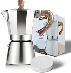 AGOGO Milano Moka pot, Stovetop Espresso maker, Greca Coffee Maker, Stovetop coffee maker and espresso maker percolator With Paper Filter 6 Cup Original Silver