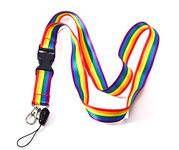PJ JEWELLERY Gay Pride Lanyard ID Badge Holder Rainbow Striped LGBTQ Pride Flag Lanyard Key Chain for Keys Cell Phone Holder for Pride Parade