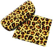 Leopard Animal Print Eyeglass Case with Microfiber Cleaning Cloth