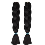 PRAVRAJYA Women Jumbo Twist Braids Hair Extensions - Braiding Box Braid Crochet Braiding Hair 24 Inch 100G/Bundle - 1B Black (Pack of 2)