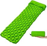 Feierly Inflatable Sleeping Mat, Camping Mat with Pillow, Folding Single Inflatable Sleeping Pad for Outdoor Backpacking, Hiking, Traveling, Waterproof, Lightweight, Portable …, Green