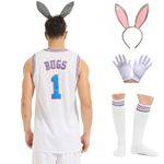 Mens Basketball Jersey Bugs #1 /Lola #10 Space Movie Sports Party Jersey White S-XXXL, Bugs#1, L