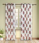 HOMEMONDE Sheer Curtains 9 Feet Long Door - Set of 2 Cotton Printed Curtain Transparent Decorative Drapes for Living Room, Hangs with Eyelets - 108 Inches