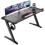 EE EUREKA ERGONOMIC Gaming Desk 60 Inch, Pc Computer Desk With Rgb Led Light Office Writing Desk With Mouse Pad Cup Holder, Black