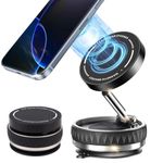 Elfora 360° Magnetic Car Dashboard Phone Holder | Ultra Strong Vacuum Suction | MagSafe Adjustable Mount for Car, Mirror, Gym | Compatible for iPhone 16/15/14/13/12 & All Other Android Phones (Black)