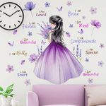 Girl Inspirational Quote Butterfly Wall Decals,Positive Decoration Girl Bedroom Art,Inspirational Butterfly Stickers for Girls,Nursery Home Room Decor