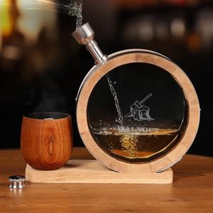 WALNDUX Luxury Visual Oak Barrel for Bourbon Whiskey Gifts for Men American White Oak Enhances Flavor Not Including Whiskey Glasses Perfect Gifts For Men Who Have Everything