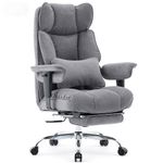 Efomao Desk Office Chair, Big and Tall Fabric Executive Chair with Footrest, High Back Ergonomic Computer Chair, 200KG Heavy Duty Breathable Reclining Plush Padded Desk Chair for Home