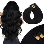 MAXITA I Tip Hair Extensions Human Hair,50g/100s Jet Black 16 InchItip Human Hair Extensions Comfortable Wear, Invisible & Natural Cold Fusion, 100% Remy Human Hair Itip Keratin Hair Extensions