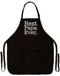 ThisWear Best Papa Ever Funny Apron Kitchen BBQ Barbecue Cooking Baking Crafting Gardening Two Pocket Apron Grandpa Dad Black