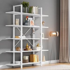 Tribesigns 5-Tier Bookshelf, Vintage Industrial Style Bookcase 72 H x 12 W x 47L Inches