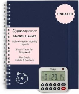 Panda Planner 2025-2026 Ultimate 6-Month Undated Daily Planner with Focus Timer – Spiral Bound Productivity & Academic Planner with Monthly, Weekly & Daily Layouts for Goal Setting, Habit Tracking, and Mental Clarity (Navy Linen)