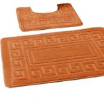 EDS Luxury 2 Piece Greek Bath Mat Set Non Slip Ultra Soft Bathroom Mats Water Absorbent Bath Mats Machine Washable Rug Toilet Mat for Bathroom Floor (Trecotta)