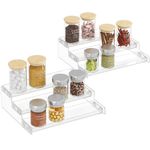 Lifewit Plastic 3-Tier Spice Rack, Clear Spice Organization for Cabinet, Counter, Organizer Shelf for Condiment, Seasoning, Syrup,Liquor, Medicine and Perfume for Kitchen, Pantry,bathroom,bar, 2 Pack