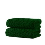 BAGNO MILANO Turkish Bath Towels, Soft Plush Jacquard Luxury Bath Towels, Quick Dry Towel Set (Royal Green, 2 pcs Bath Towel Set)