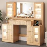ANYMAPLE 55" Vanity Desk with Mirro