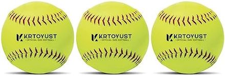 KRTOYUST® Softball Ball,11" & 12" Official Size Softballs Great for Practice Training - Comply with Official Size and Weight Standard (3 Softballs, 12 Inches)