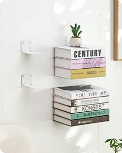 Baffect Invisible Floating Bookshelves, Set of 4 Concealed Heavy-Duty Metal Book Organizers for Bedroom (White)