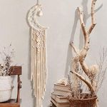 Dremisland Macrame Woven Wall Hanging Moon Dream Catcher- Boho Chic Bohemian Home Decor Wall Art Decor Beautiful Apartment Dorm Room Door Decoration (Moon-Store)