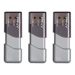 PNY 64GB Turbo Attaché 3 USB 3.0 Flash Drive, 3-Pack, Grey, P-FD64GX3TBOP-MP, 100MB/s, Light-Weight Durable - Data Storage and Transfer