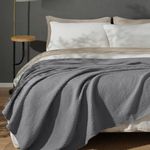 PHF 100% Natural Cotton Waffle Blanket Queen Size, Washed Soft Lightweight Breathable Comfy Throw, Elegant Decor for Bed Sofa Office Car, Essential Bedding for All Seasons, Charcoal Grey, 90" x 90"