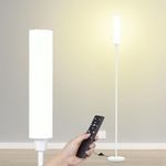 Nukanu Floor Lamp with Remote Control,Bright Floor Lamps for Living Room/Bedroom/Office, Stepless Adjustable 3000K-6000K Colors and 10-100% Brightness,Standing Light with Foot Switch (White)