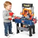 Kids Tool Bench - Power Tools Workshop-Kids Workbench, 65 Pcs Realistic Toy Tools with Electronic Toy Drill, Gift for Boys & Girls Age 3-5 (Navy Blue)